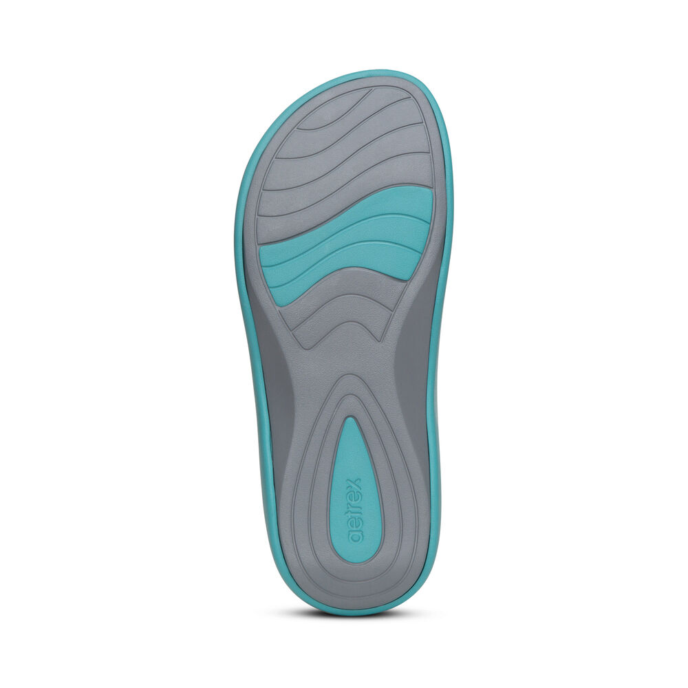 Aetrex Women's Maui Flip Flops - Blue | USA PMBOMBN